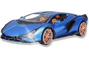 SASBSC Lambo Toy Cars for Kids Sian Fkp37 Model Car Diecast Metal Cars with Light and Sound Pull Back Car Toys for 3+ Year Old Boys (Blue-1 24)