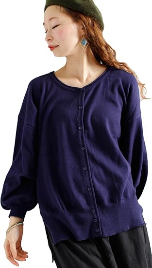 Amazon Goldjapan ゴールドジャパン 大きいサイズ レディース ゆったり バルーンスリーブ カーディガン レディース 長袖 トッパー ボレロ ショール ビッグサイズwn Gold 032 L 3l ネイビー カーディガン ボレロ 通販