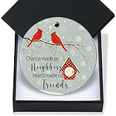 Red Bird Christmas Ornaments - 2025 Gift for Neighbors - Keepsake Holiday Present - Xmas Tree Decorations - Flat Circle Ceramic Ornament - 3 in
