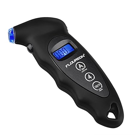 FLOUREON Reifendruck Prüfer digitaler Luftdruckprüfer mit LCD Display Reifendruckmesser für Autos LKW Motorräder Geländewagen
