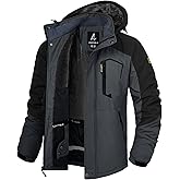 LZACTOIN-X Men's Winter Ski Jacket Waterproof Fleece Coat Warm Insulated Snowboard Jackets Parka Raincoat With Multi-Pockets