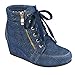 Coshare Women's Fashion Versatile Ankle High Top Lace Up Hidden Heel Wedge Sneakers Booties