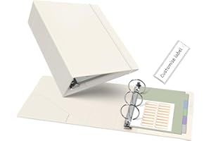 Ospelelf Leather Mini Binder Vintage Hardcover 2 Inch Rings, Professional Small 3 Ring Binders Organizer Suitable for 5.5" x 8.5" Documents, Binder Dividers with Tabs, Beige