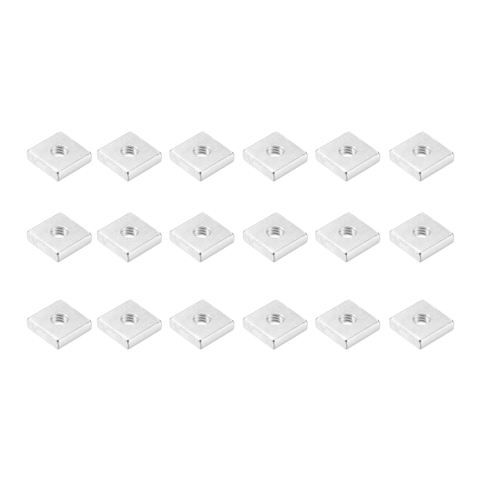 METALLIXITY Square Nuts (M6x15mmx4mm/M6x0.59"x0.16") 25Pcs, Carbon Steel Zinc-Plated Square Machine Screw Nuts - for Indoor and Outdoor, Silver