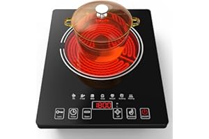Electric Cooktop, 1800W Hot Plate Single Burner 110V-120V,Single Portable Electric Stove with LED Touch Screen, 8 Power & 8 T