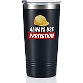 Onebttl Construction Worker Gifts, Always Use Protection, Tumbler Coffee Mug, Stainless Steel Insulated with Lids, 590ml/20oz