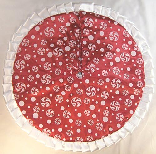 Tapered / Pencil Christmas Tree Skirt, 32" Peppermints on Red