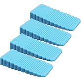 4 Pack Mini Rubber Door Stoppers for Bottom of Door, TPE Door Stopper Wedges for Floor, Door Stops for Bedroom and Office, Blue
