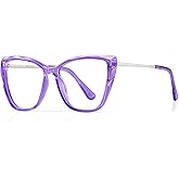 AVDLAB Blue Light Blocking Glasses Cat Eye Stylish Computer Eyeglasses UV Ray Filter Women AB3304 (Purple)