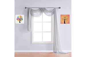 Warm Home Designs Standard Length Light Grey Silver Sheer Window Scarf. Valance Scarves are 54 X 144 Inches. Great As Wedding Arch Draping Fabric, Bed Canopy Or for Decorative Project. AM Silver 144"
