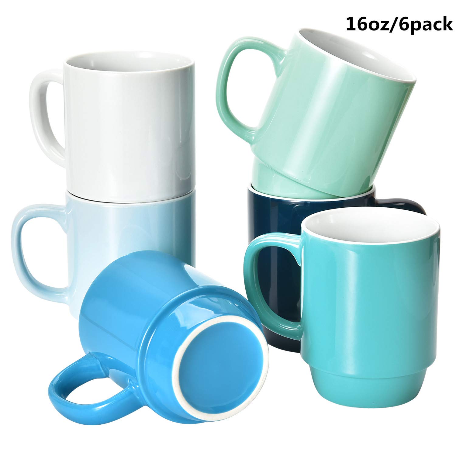 Buy Coffee Mugs Set of 6, Stackable Coffee Mugs, 16 Oz Large Coffee