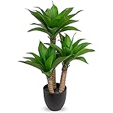 Briful 23.7'' Agave Plants Artificial Realistic Potted Faux Agave Plants 3 Maguey Fake Plants in Black Pot Houseplant for Home Decor Indoor Outdoor Farmhouse