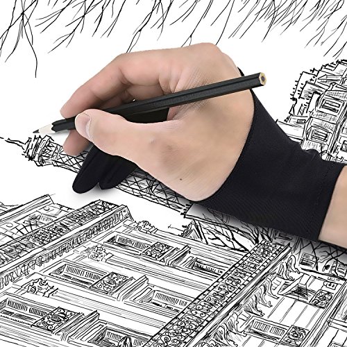 LumsBurry Graphic Drawing Tablet 2-Fingers Glove Artist Gloves for Light Box, Graphic Tablet, Graphic Monitor and iPad Pro (M) - Thumbnail 3