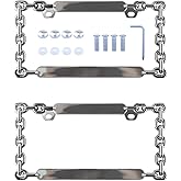 UpAuto 2PCS Car License Plate Frame American Standard License Plate Holder, Car License Plate Covers with Screws & Tools (Chain, 12.65 * 6.5 * 3.85)