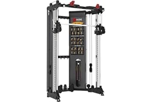 Altas Strength Folding Home Gym Smith Machine with Pulley System Gym Squat Rack Weight Bar Upper Body Strength Training Leg Developer Commercial Fitness Equipment Included Accessories 3101