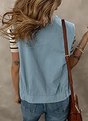 Dokotoo Vests for Women Lapel Button-down Pockets