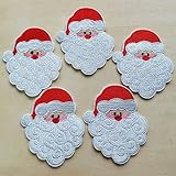 10pcs X'mas Santa Claus Head Christmas Iron On Sew On Cloth Embroidered Patches Appliques Machine Embroidery Needlecraft Sewing Projects
