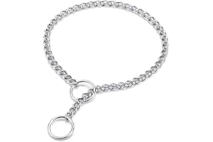 Mogoko Stainless Steel Dog Choke Chain Collar, Puppy Metal P Chain Slip Collar Pet Training Walking Choker(2.0mm;14.0 Inch)