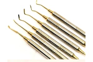 AR MEDICAL EQUIPMENTS | 6 PCs Dental Composite Resin Filling Gold Coated Restorative Kit - Composite Dental Hand Instruments - Dental Tools Professional Stainless Steel Restorative Instruments