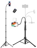 Phone Tripod, 86" Tall Tripod for iPhone with Flexible Gooseneck & Remote, Portable Aluminum Cellphone Stand for Selfies, Video Recording,Travel, Compatible with iPhone Android