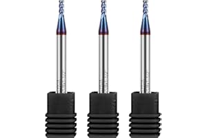 ALYICIA 3PCS 7/64" Tungsten Carbide End Mill Set with Nano Coated, 4 Flute Micro-Grain Endmills CNC Milling Cutter Bits for Stainless Steel - HRC65