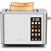 SEEDEEM Toaster 2 Slice, Touch Control Screen, Smart Stainless Toaster, 6 Shade Setting, 6 Bread Selection, Countdown, Removable Crumb Tray, 900W, Silver Metallic
