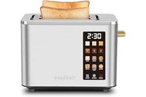 SEEDEEM Toaster 2 Slice, Touch Control Screen, Smart Stainless Toaster, 6 Shade Setting, 6 Bread Selection, Countdown, Remova