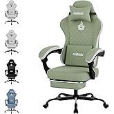 NIONIK Gaming Chair with Massage,Ergonomic PC Gaming Chair Computer Chairs with Footrest Comfortable Headrest and Lumbar Support, High Back GREENWHITE