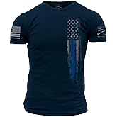 Grunt Style Blue Line Flag Men's T-Shirt