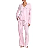 U.S. Polo Assn. Womens Pajama Set Long Sleeve Button Up Top and Pajama Pants