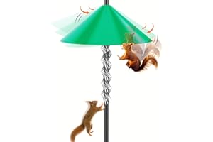 HQBRO 19 Inch Squirrel Baffle for Bird Feeder Pole Shepherds Hook, Raccoons Buster Set with Spikes L 40", Bird House Guard for Outdoor Poles & Hanging Deflector, Rust Chew Proof Heavy Duty ABS Green