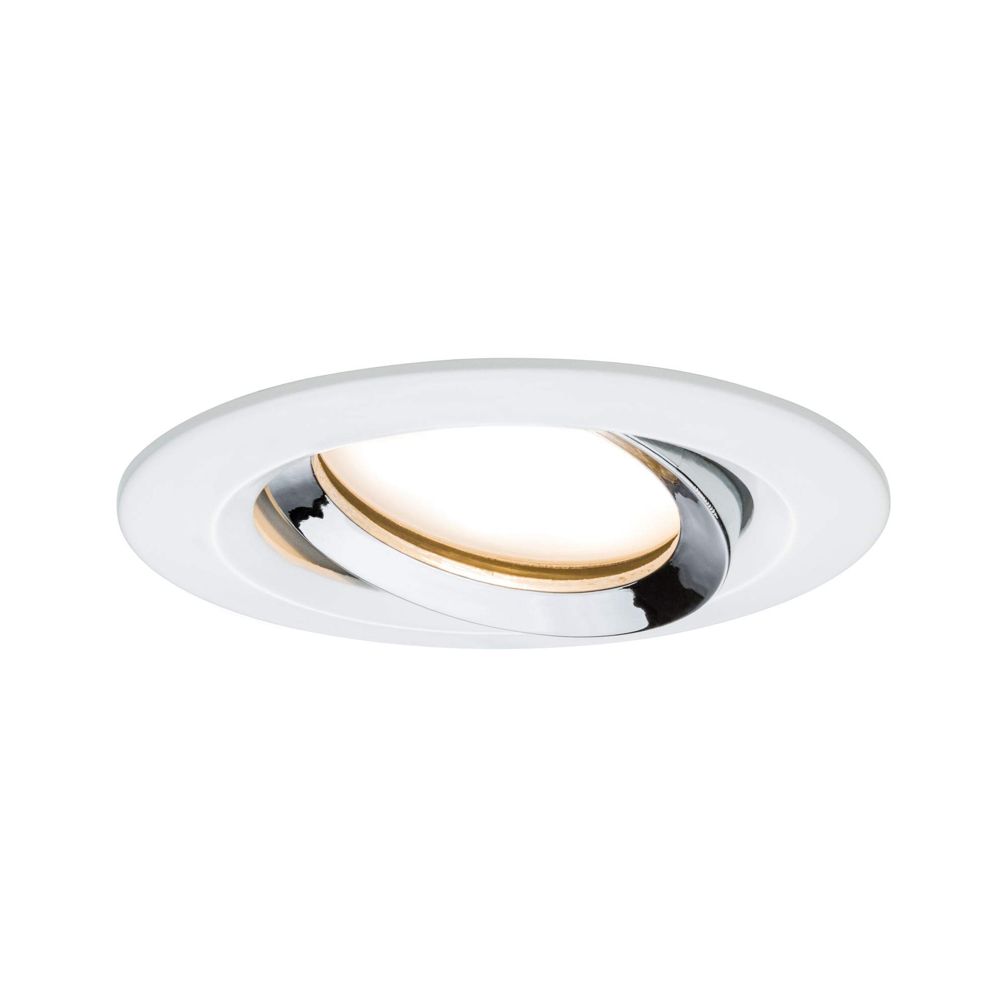 Paulmann 93685 Nova Plus LED recessed luminaire Round Swivel 1x6.8W IP65 dim recessed Spotlight White matt, Chrome spot Aluminium recessed lamp 2700K