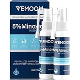 5% Minoxidil Hair Growth Spray for Women and Men, Effective Anti-Hair Loss Treatment for Regrowth, Extra Strength Scalp Solution, Thicker, Stronger and Longer Hair - 60ml*2