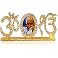 Imagine Mart GURU JI Swaroop Brass Stonework Idol with Golden Studded Om & ek onkar for Car Dashboard,Pooja Room,Home Decor,Office and Gifting (Image May Be Vary)