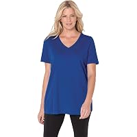 Woman Within Women's Plus Size Perfect Printed Elbow-sleeve Boatneck Tee