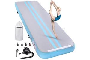 ROMELANDS Inflatable Air Gymnastics Mat 10ft/13ft/16ft Tumbling Mats Training Mat Tumble Track Mats with Electric Air Pump for Home/Gym/Cheerleading/Beach/Outdoor Exercise (4 inches Thick)