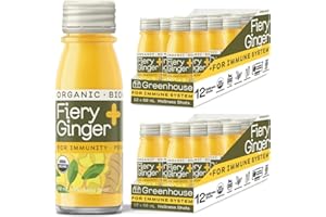 Greenhouse Juice Ginger Shots Organic Fiery Ginger Wellness Shot, Cold Pressed with Turmeric Pepper Vitamin C Ginger Juice Im