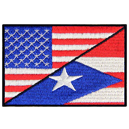 USA/Puerto Rico Flag Patch Embroidered National Morale Applique Iron On Sew On Emblem