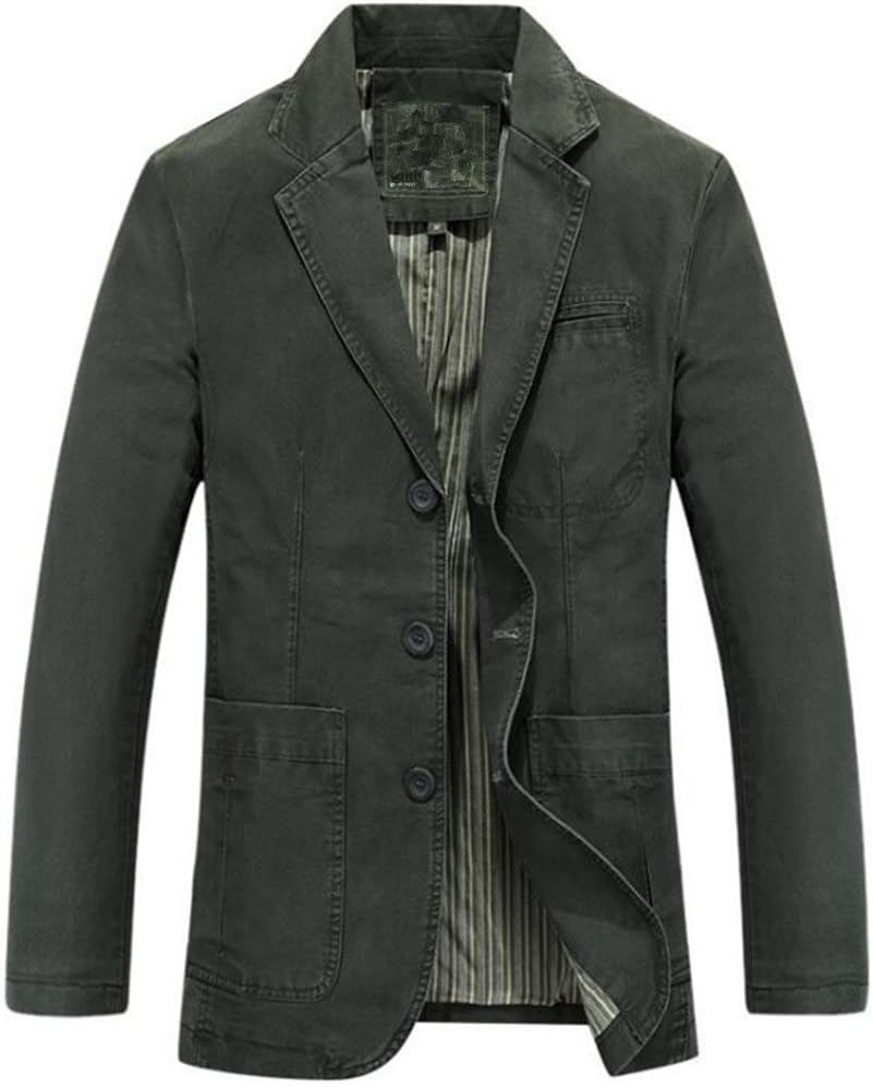 Newbestyle Mens Casual Solid Cotton Twill Suit Blazer Jacket