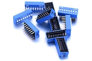 GUMP'S GROCERY 10PCS Slide Type Switch Module 2.54mm 8-Bit 8 Position Way DIP Blue Pitch