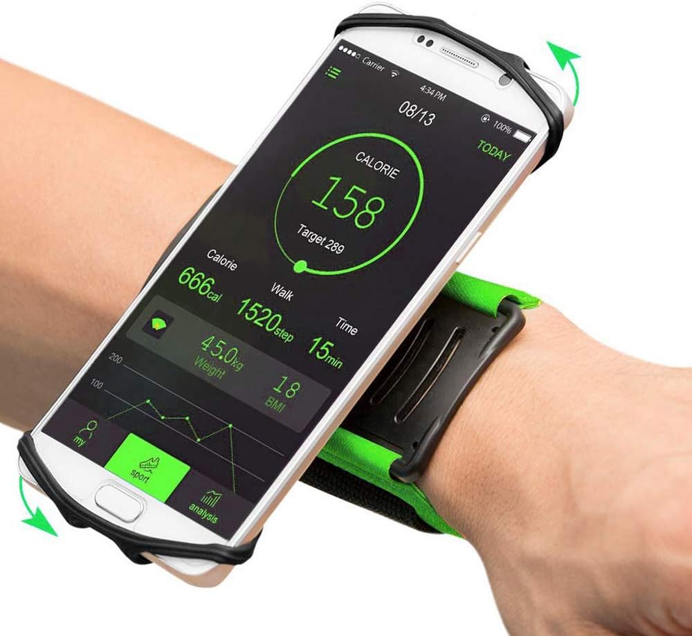 DKY Sport Phone Holder Wristband for iPhone Xs Max/XS/XR/8 Plus/8,Galaxy Note9/S9 Plus/S9 & Other 3.5"-6.5" Smartphone,180 Degrees Rotatable,Great for Hiking Biking Walking Running Armband (Black)