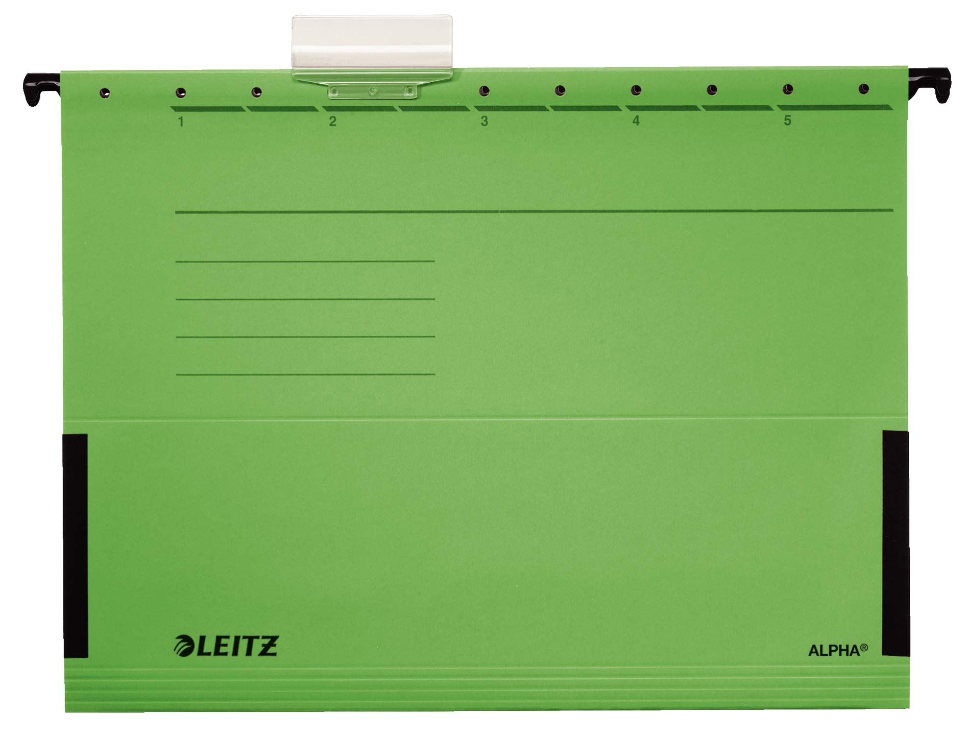 Leitz Alpha 19863055 Suspension Files with Side Hooks Pack of 5 Coloured Card Green
