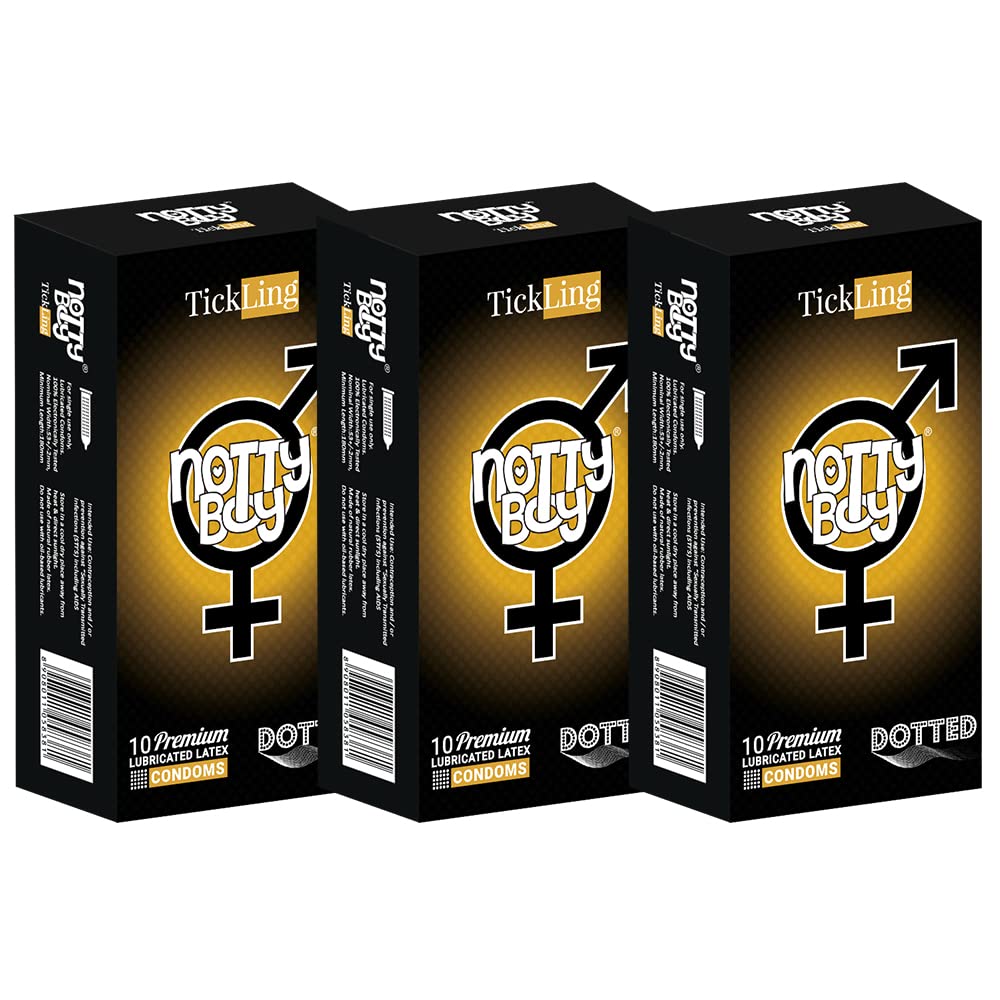 NOTTY BOY Extra Dotted Condoms for Men – Pack of 30 | 1500 Dots Textured Design with Natural Rubber Latex