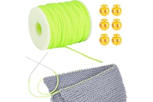 NBEADS Tubular Synthetic Rubber Cord Kit - 54.68 Yards, 6 Plastic Cord Locks for Drawstring & Elastic Shoelace, Green & Yellow