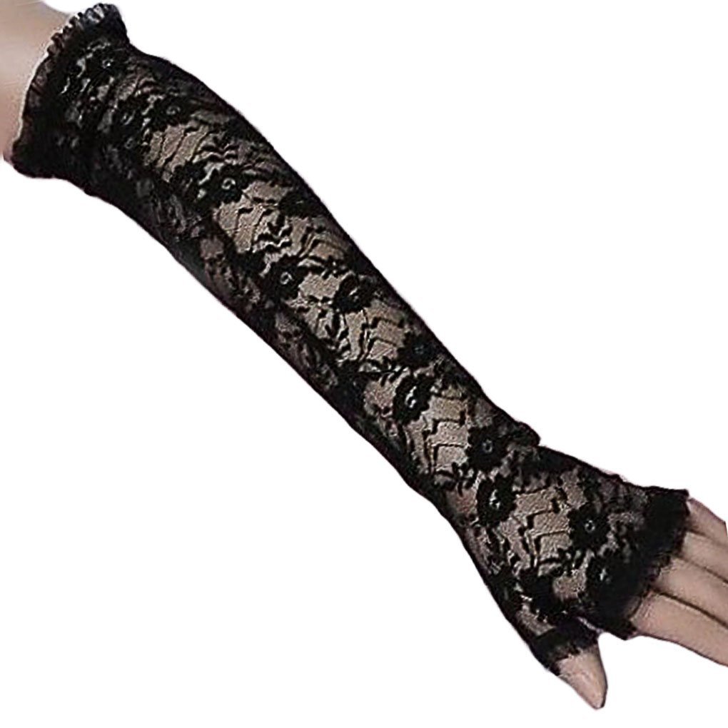 LY Ladies Summer Sun UV Protection Long Gloves Wedding Bridal Full Fingers Lace Flora Crochet Opera-length Driving Gloves Elastic Bride Ladies's Elegant Party Gloves Costume Cosplay Gloves