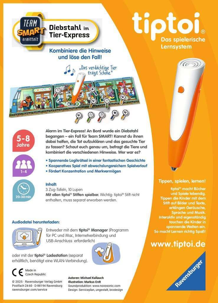 Ravensburger tiptoi Spiel 00226 - Team SMART ermittelt - Diebstahl im Tier-Express, fantastisches Logikspiel für Kinder ab 5 Jahren 2