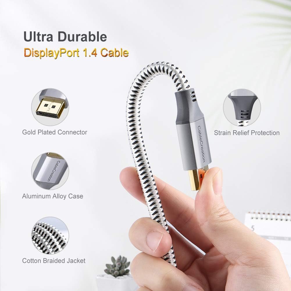 CableCreation 8K DisplayPort Cable 1.4, DisplayPort to DisplayPort Cable 6.6ft (DP to DP Cable) Gold Plated with 8K@60Hz, 4K@144Hz, 2K@165Hz Video Resolution & HDR Support, 2M/ Space Gray: Industrial & Scientific