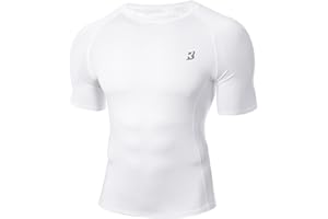 Roadbox Compression Shirt Men Short Sleeve, Cool Dry Base Layer Athletic Undershirts, Workout T-Shirt for Sports Gym Running