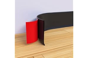 JUNSEN Flexible Baseboard Trim - Vinyl Cove Base Peel and Stick Baseboards Molding Trim Self Adhesive Wall Base Floor Baseboard Corner Rubber Moulding Trim (4 Inch X 60 Feet, Black)