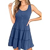 AUNEAL Womens Summer Dresses Sleeveless Button Down Casual Swing Mini Dress